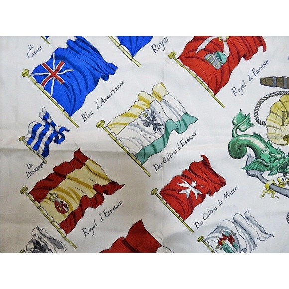 Hermes Scarf in White and Multicolor - Picture 8 of 14